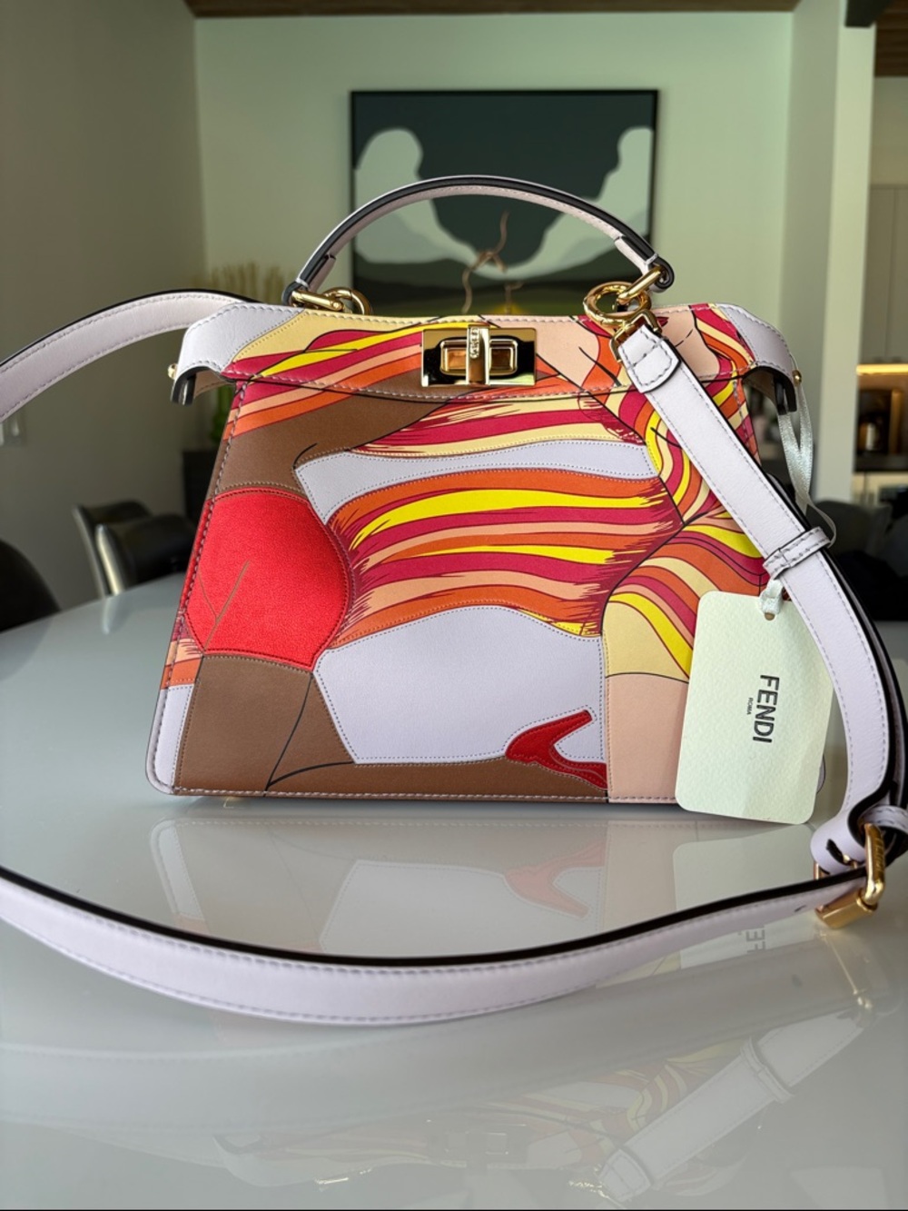 FENDI Rare Leather Shoulder Bag with Gold Hardware